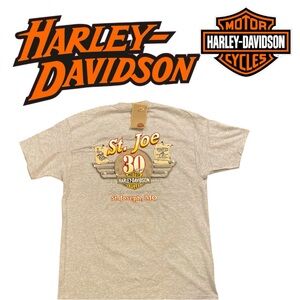 Vintage Harley-Davidson Beige Crew Neck T-Shirt Size XL Graphic Biker Top NEW